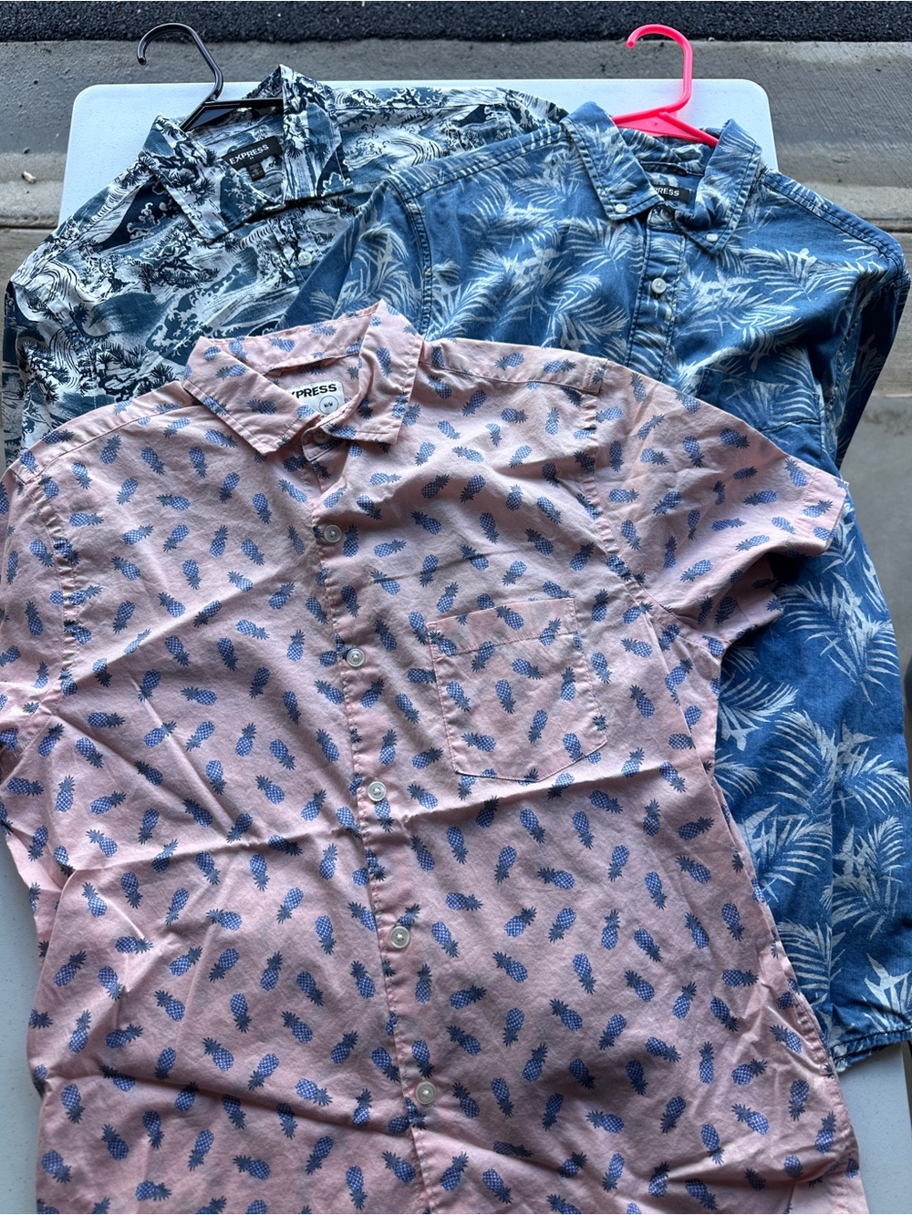 Express Men's Soft Wash Summer Print Short Sleeve Shirt Bundle